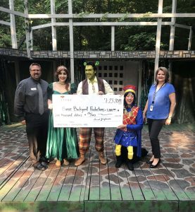 Staff from the Maple Grove branch of TruStone Financial presented a check for $1,000 to Bunce Backyard Productions staff at the organization’s recent production of Shrek the Musical.